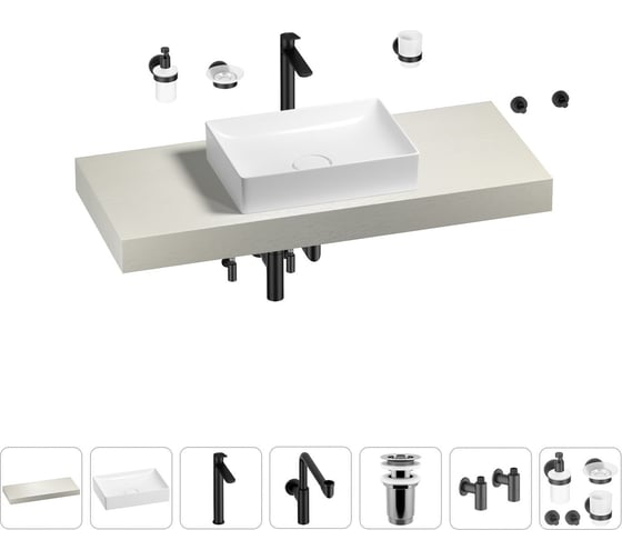 Комплект мебели для ванной комнаты с раковиной Wellsee Genuine Tree 201017432 1