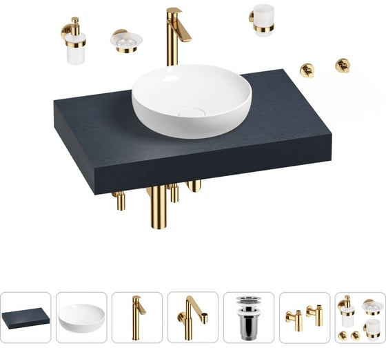 Комплект мебели для ванной комнаты Wellsee Genuine Tree с раковиной 201016133 1