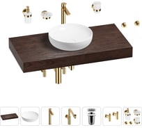 Комплект мебели для ванной комнаты с раковиной Wellsee Genuine Tree 201016293