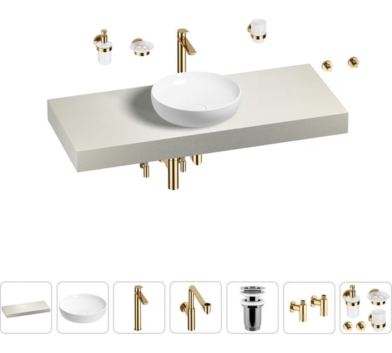 Комплект мебели для ванной комнаты с раковиной Wellsee Genuine Tree 201016353 1