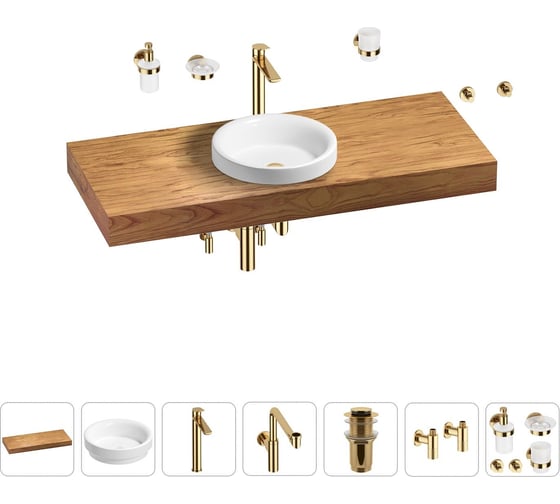 Комплект мебели для ванной комнаты Wellsee Genuine Tree с раковиной 201015913 1