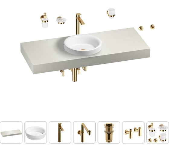 Комплект мебели для ванной комнаты с раковиной Wellsee Genuine Tree 201015873 1