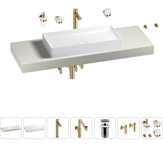 Комплект мебели для ванной комнаты с раковиной Wellsee Genuine Tree 201017913 1