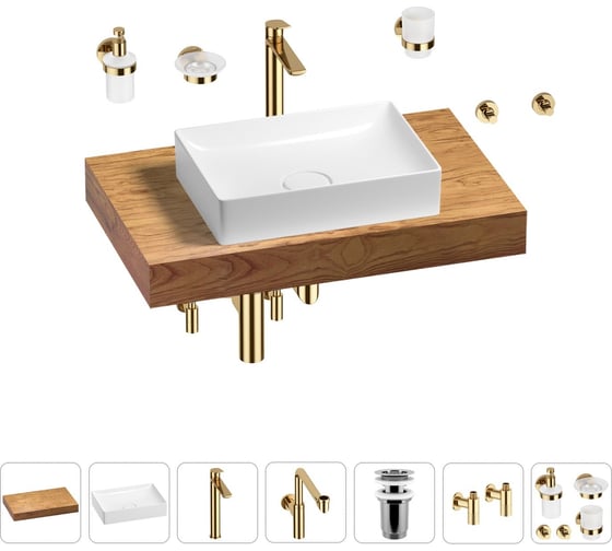 Комплект мебели для ванной комнаты с раковиной Wellsee Genuine Tree 201017233 1