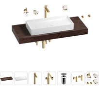 Комплект мебели для ванной комнаты с раковиной Wellsee Genuine Tree 201017853