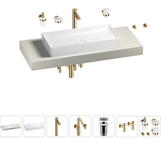 Комплект мебели для ванной комнаты с раковиной Wellsee Genuine Tree 201017793 1