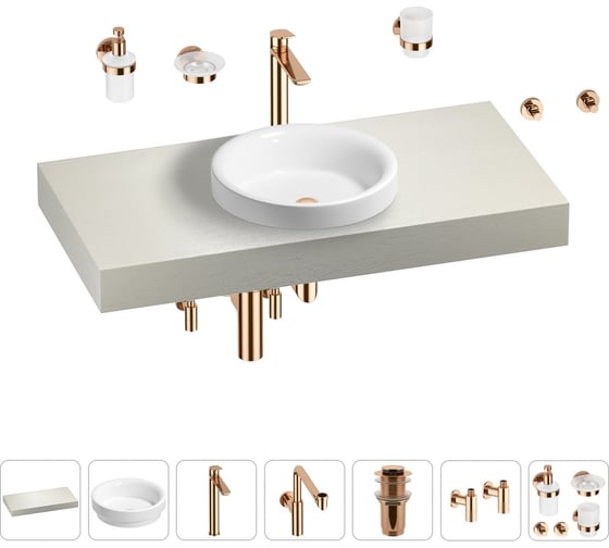 Комплект мебели для ванной комнаты с раковиной Wellsee Genuine Tree 201015754 1