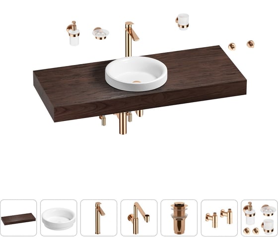 Комплект мебели для ванной комнаты с раковиной Wellsee Genuine Tree 201015934 1