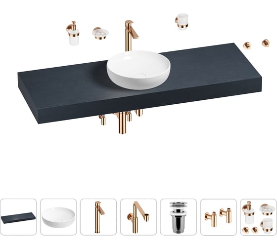 Комплект мебели для ванной комнаты Wellsee Genuine Tree с раковиной 201016494 1