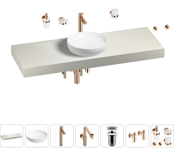 Комплект мебели для ванной комнаты с раковиной Wellsee Genuine Tree 201016474 1