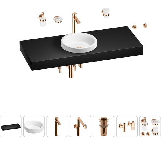 Комплект мебели для ванной комнаты Wellsee Genuine Tree с раковиной 201015974 1