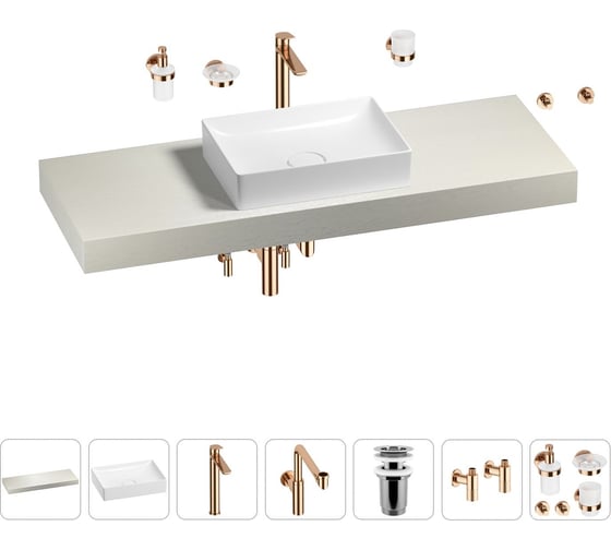 Комплект мебели для ванной комнаты с раковиной Wellsee Genuine Tree 201017554 1