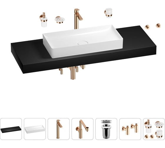 Комплект мебели для ванной комнаты Wellsee Genuine Tree с раковиной 201018014 1