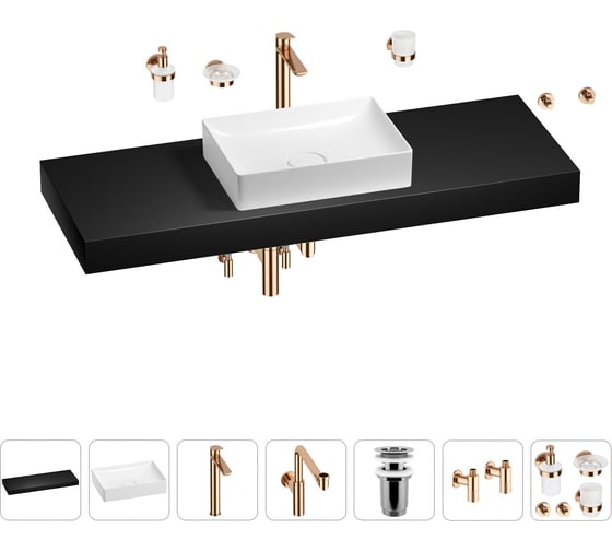 Комплект мебели для ванной комнаты с раковиной Wellsee Genuine Tree 201017654 1