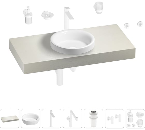 Комплект мебели для ванной комнаты с раковиной Wellsee Genuine Tree 201015755 1