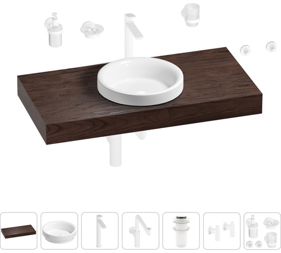 Комплект мебели для ванной комнаты с раковиной Wellsee Genuine Tree 201015815 1
