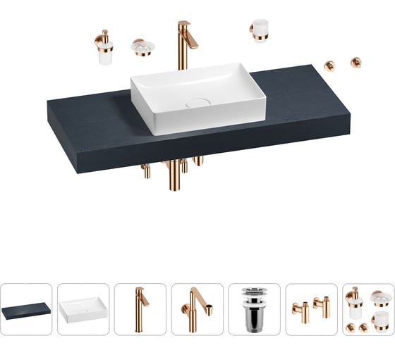 Комплект мебели для ванной комнаты с раковиной Wellsee Genuine Tree 201017454 1