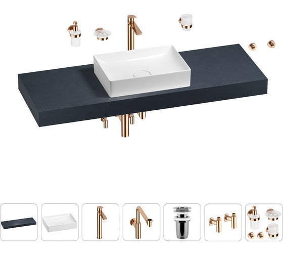 Комплект мебели для ванной комнаты с раковиной Wellsee Genuine Tree 201017574 1