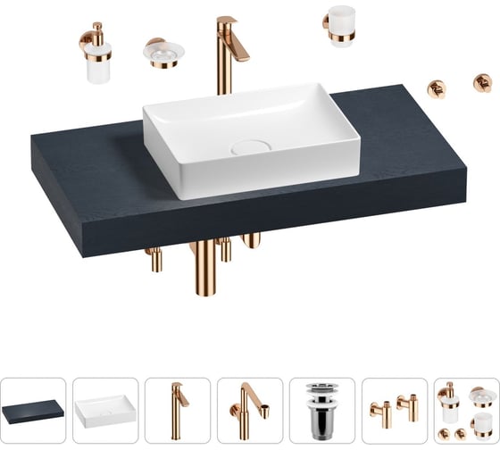 Комплект мебели для ванной комнаты с раковиной Wellsee Genuine Tree 201017334