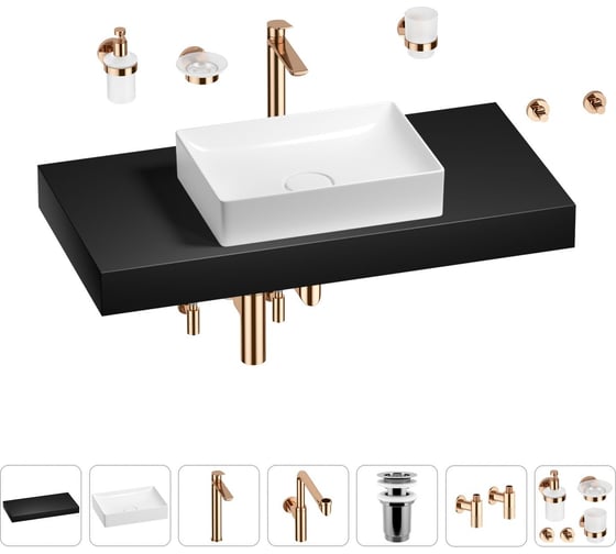 Комплект мебели для ванной комнаты с раковиной Wellsee Genuine Tree 201017414 1