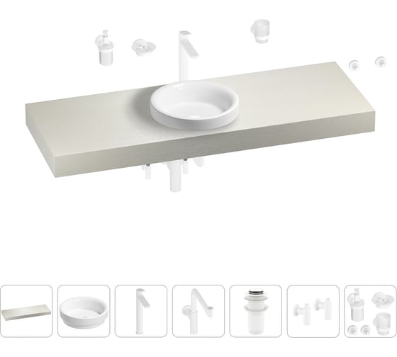 Комплект мебели для ванной комнаты с раковиной Wellsee Genuine Tree 201015995 1