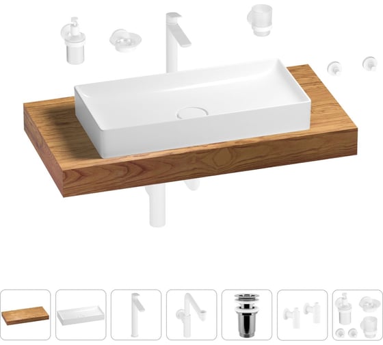 Комплект мебели для ванной комнаты Wellsee Genuine Tree с раковиной 201017715 1