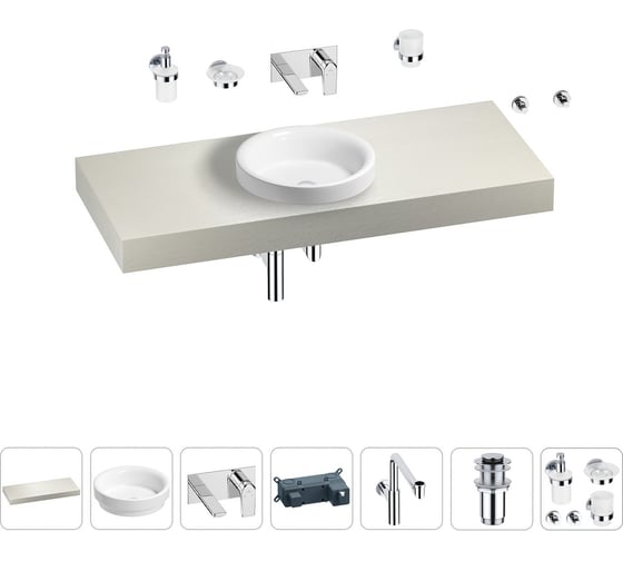 Комплект мебели для ванной комнаты с раковиной Wellsee Genuine Tree 201015881 1