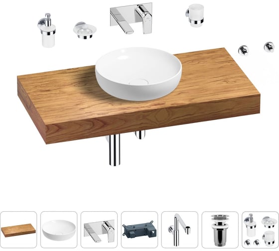 Комплект мебели для ванной комнаты Wellsee Genuine Tree с раковиной 201016281 1