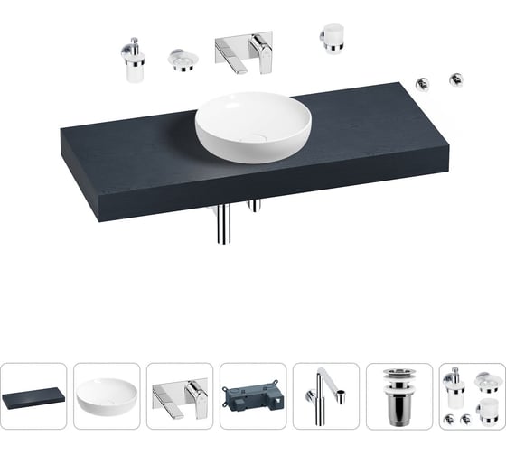 Комплект мебели для ванной комнаты с раковиной Wellsee Genuine Tree 201016381 1