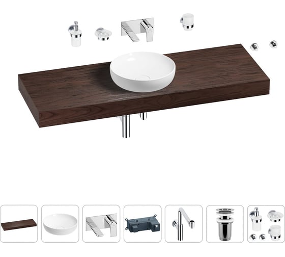 Комплект мебели для ванной комнаты с раковиной Wellsee Genuine Tree 201016541 1