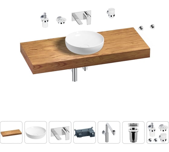 Комплект мебели для ванной комнаты Wellsee Genuine Tree с раковиной 201016401 1