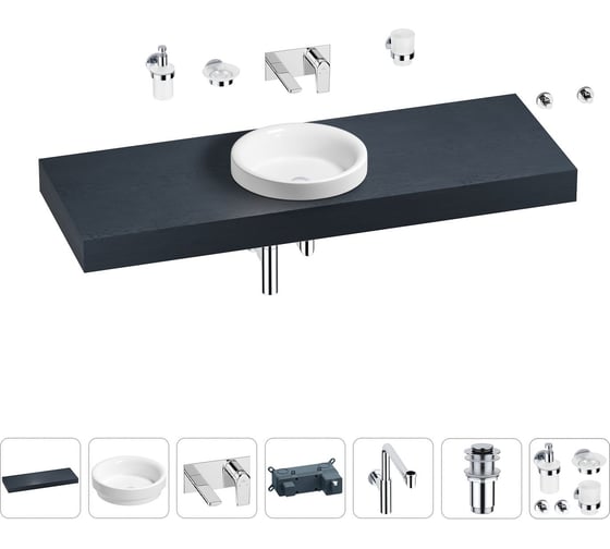 Комплект мебели для ванной комнаты Wellsee Genuine Tree с раковиной 201016021 1