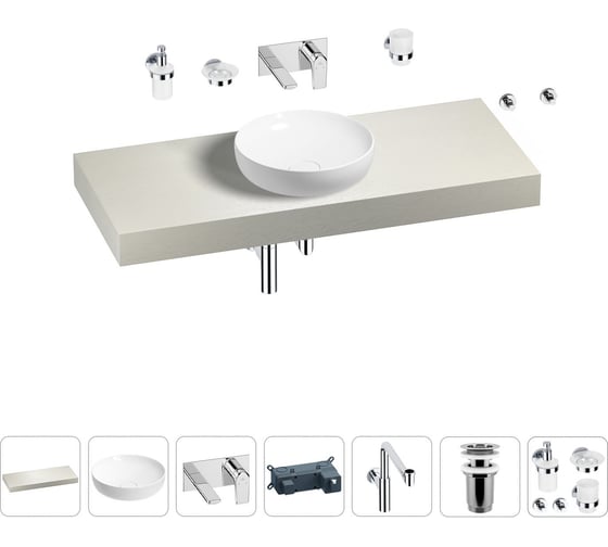 Комплект мебели для ванной комнаты с раковиной Wellsee Genuine Tree 201016361 1