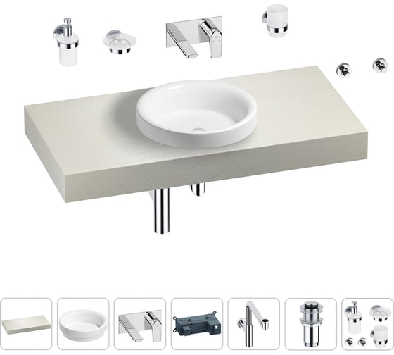 Комплект мебели для ванной комнаты с раковиной Wellsee Genuine Tree 201015761 1