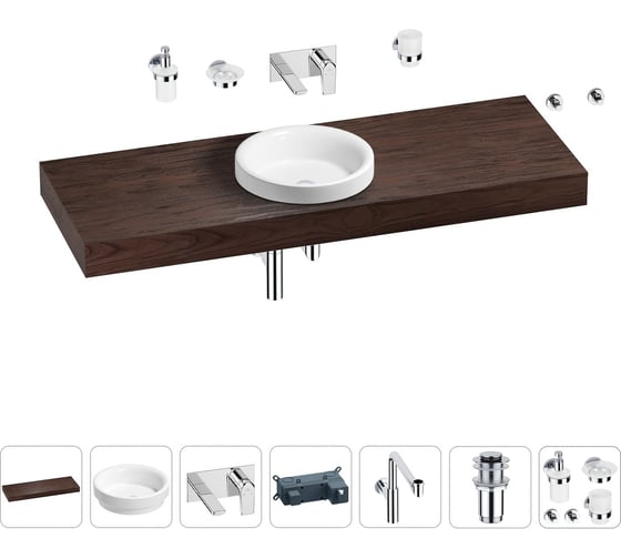 Комплект мебели для ванной комнаты с раковиной Wellsee Genuine Tree 201016061 1