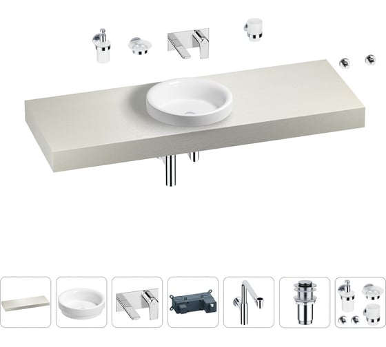 Комплект мебели для ванной комнаты с раковиной Wellsee Genuine Tree 201016001 1