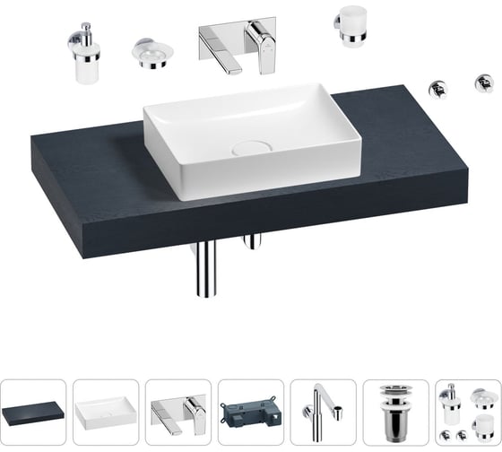 Комплект мебели для ванной комнаты с раковиной Wellsee Genuine Tree 201017341 1