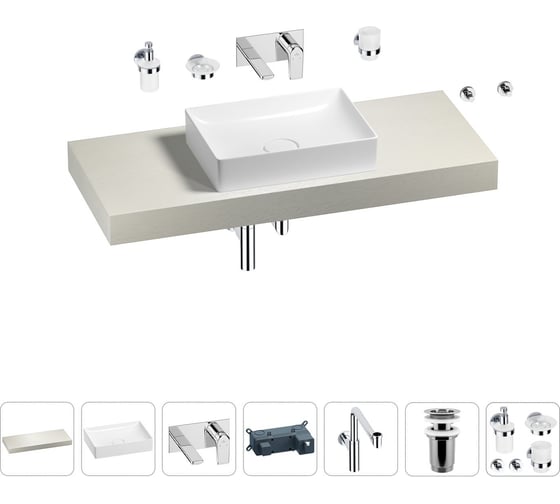 Комплект мебели для ванной комнаты с раковиной Wellsee Genuine Tree 201017441 1