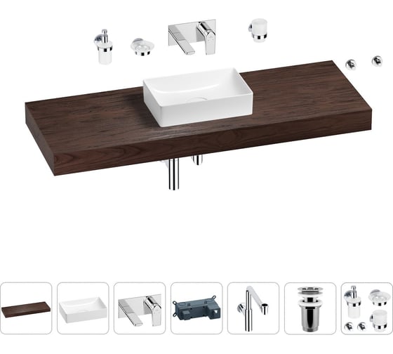 Комплект мебели для ванной комнаты с раковиной Wellsee Genuine Tree 201017151 1