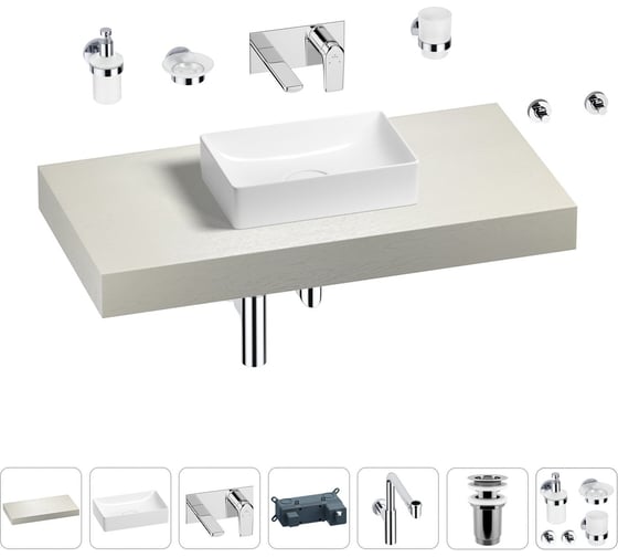 Комплект мебели для ванной комнаты с раковиной Wellsee Genuine Tree 201016926 1