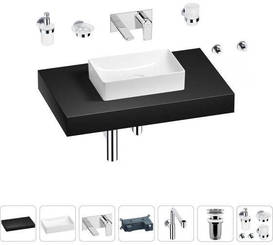 Комплект мебели для ванной комнаты с раковиной Wellsee Genuine Tree 201016911 1