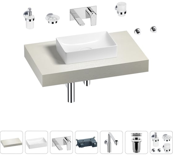 Комплект мебели для ванной комнаты с раковиной Wellsee Genuine Tree 201016836 1