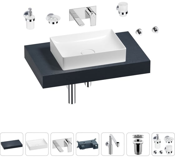 Комплект мебели для ванной комнаты с раковиной Wellsee Genuine Tree 201017221 1