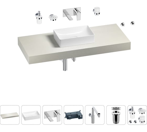 Комплект мебели для ванной комнаты с раковиной Wellsee Genuine Tree 201017016 1