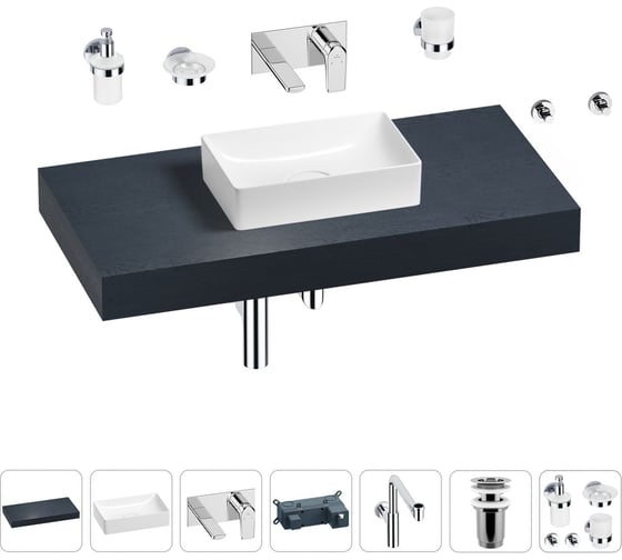 Комплект мебели для ванной комнаты с раковиной Wellsee Genuine Tree 201016941 1