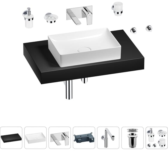 Комплект мебели для ванной комнаты с раковиной Wellsee Genuine Tree 201017301 1