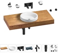 Комплект мебели для ванной комнаты Wellsee Genuine Tree с раковиной 201015802