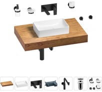 Комплект мебели для ванной комнаты с раковиной Wellsee Genuine Tree 201016867