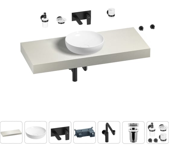 Комплект мебели для ванной комнаты с раковиной Wellsee Genuine Tree 201016362 1