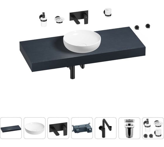 Комплект мебели для ванной комнаты с раковиной Wellsee Genuine Tree 201016382 1